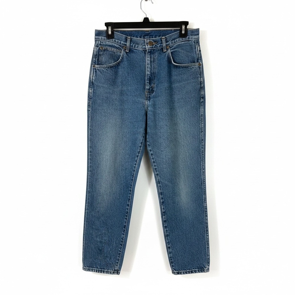 Vintage Chic Mom Jeans Womens 14 Petite High Rise Tapered Leg Blue Denim 90s USA